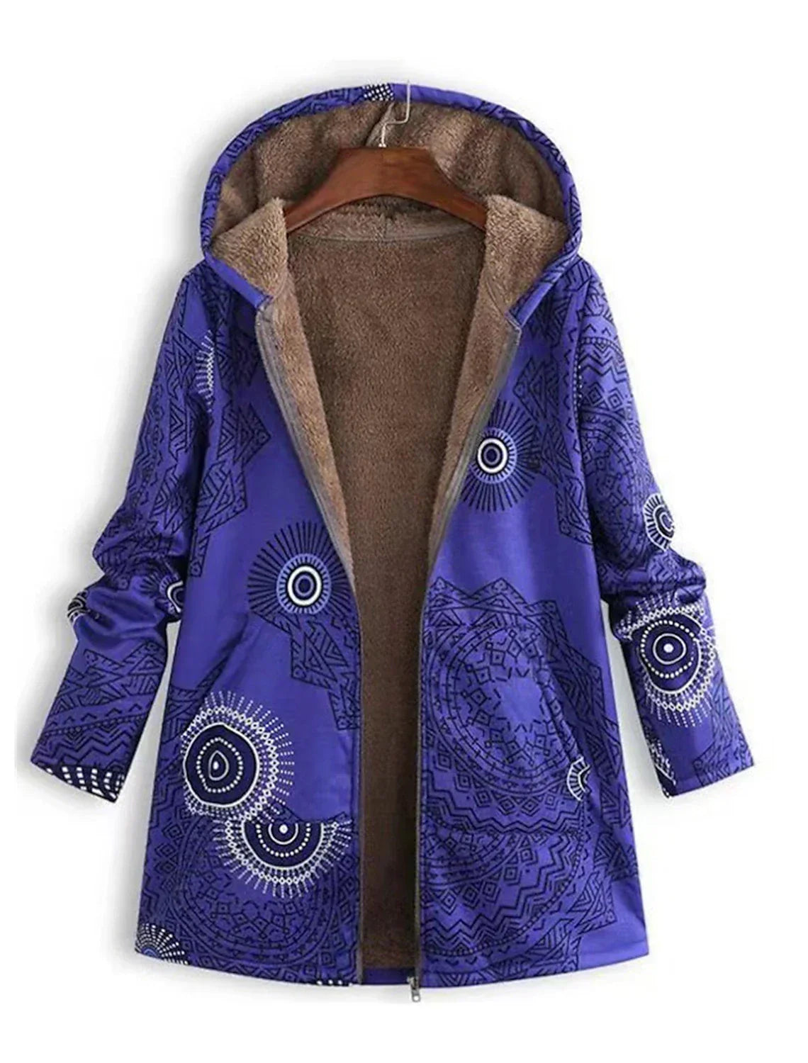 Boho Hooded Coat | Fleece-Lined | Embroidered Warmth