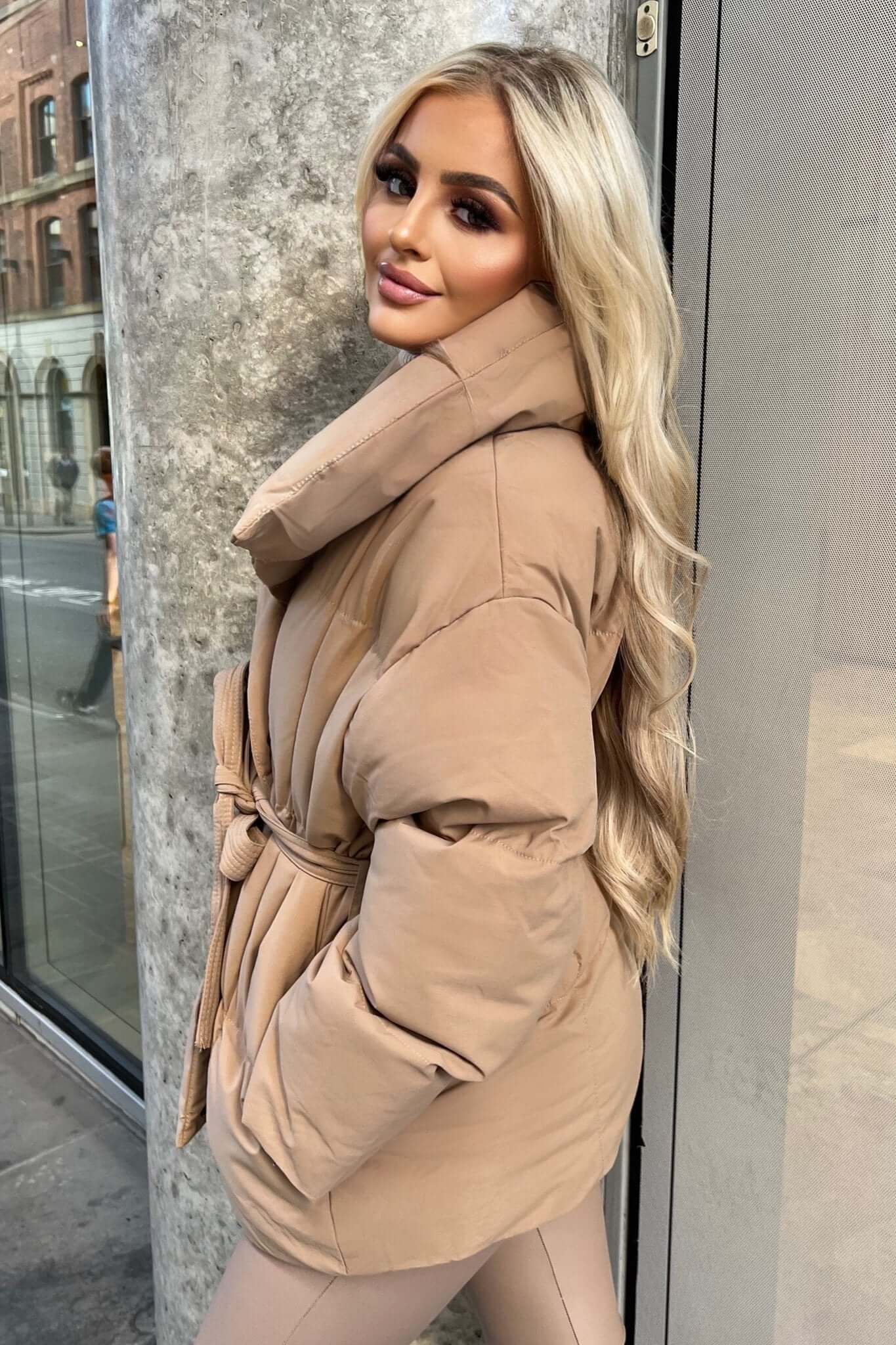 Belted Puffer Jacket | Flattering Fit | Oversized Collar