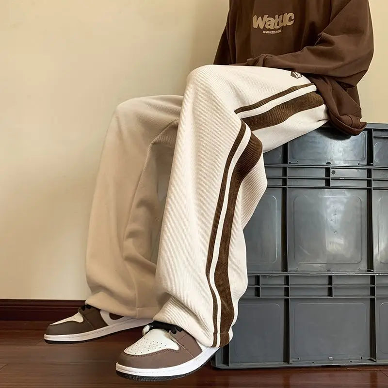 Wide-Leg Pants with Stripes | Cotton Blend | Streetwear Comfort