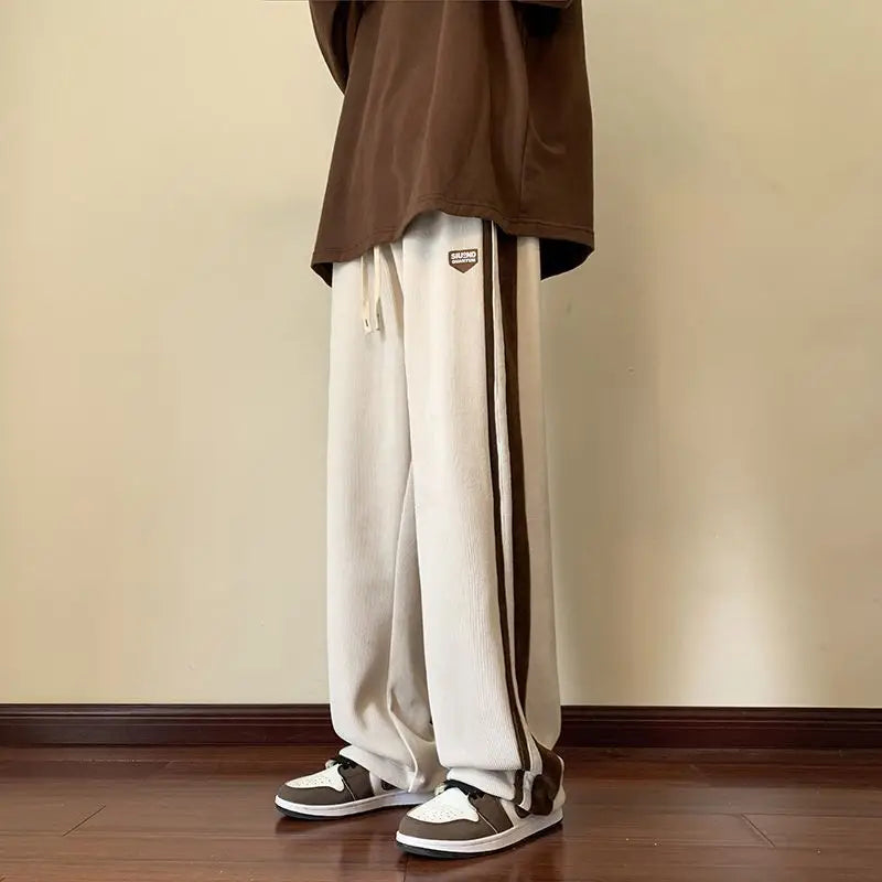 Wide-Leg Pants with Stripes | Cotton Blend | Streetwear Comfort