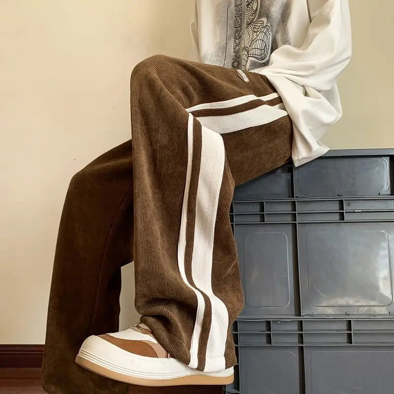 Wide-Leg Pants with Stripes | Cotton Blend | Streetwear Comfort