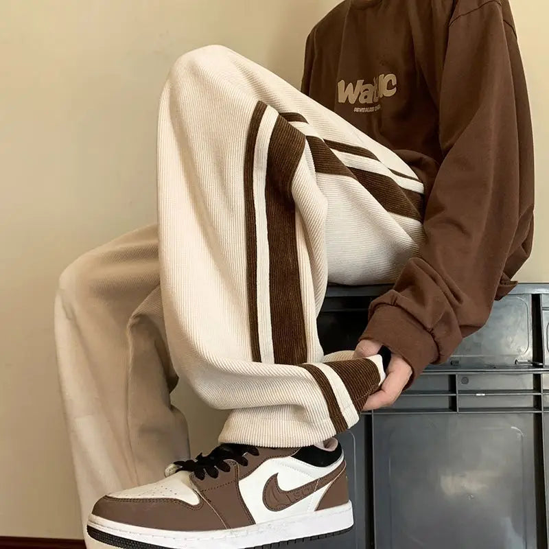 Wide-Leg Pants with Stripes | Cotton Blend | Streetwear Comfort