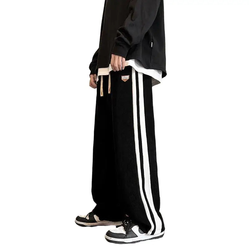 Wide-Leg Pants with Stripes | Cotton Blend | Streetwear Comfort