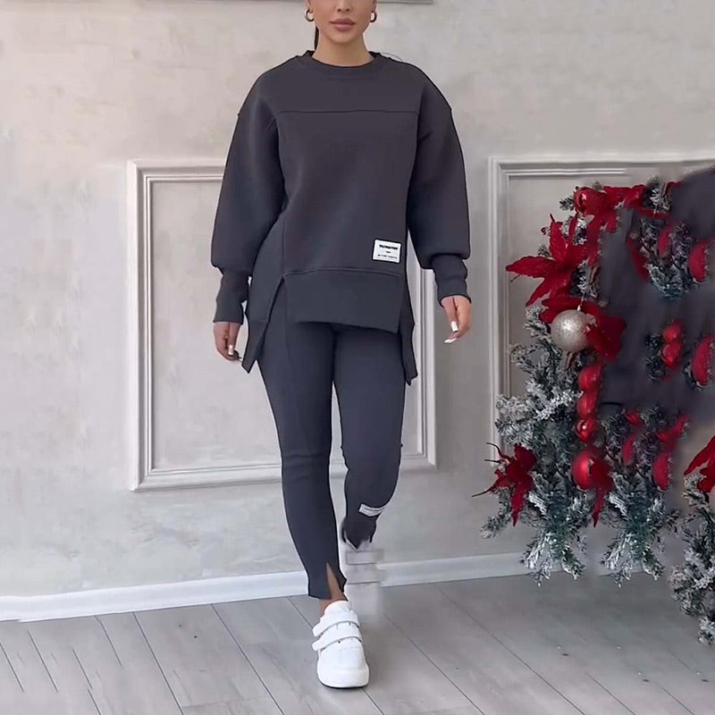 Two-Piece Lounge Set | Solid Color & Comfortable | Casual & Relaxed Wear