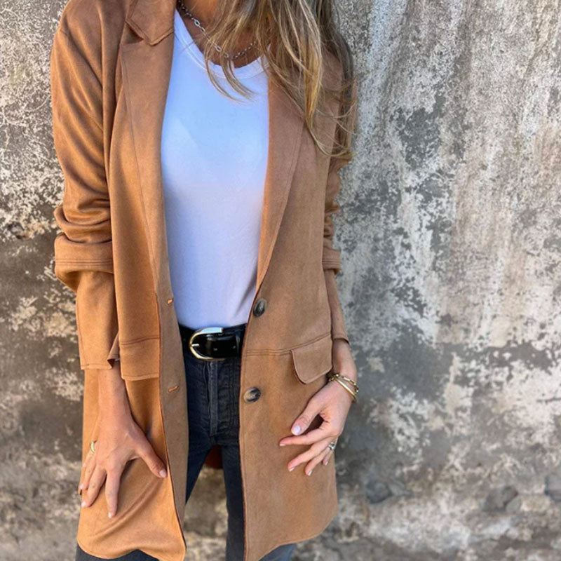 Suede-Style Blazer Jacket | Relaxed Fit | Effortless Elegance