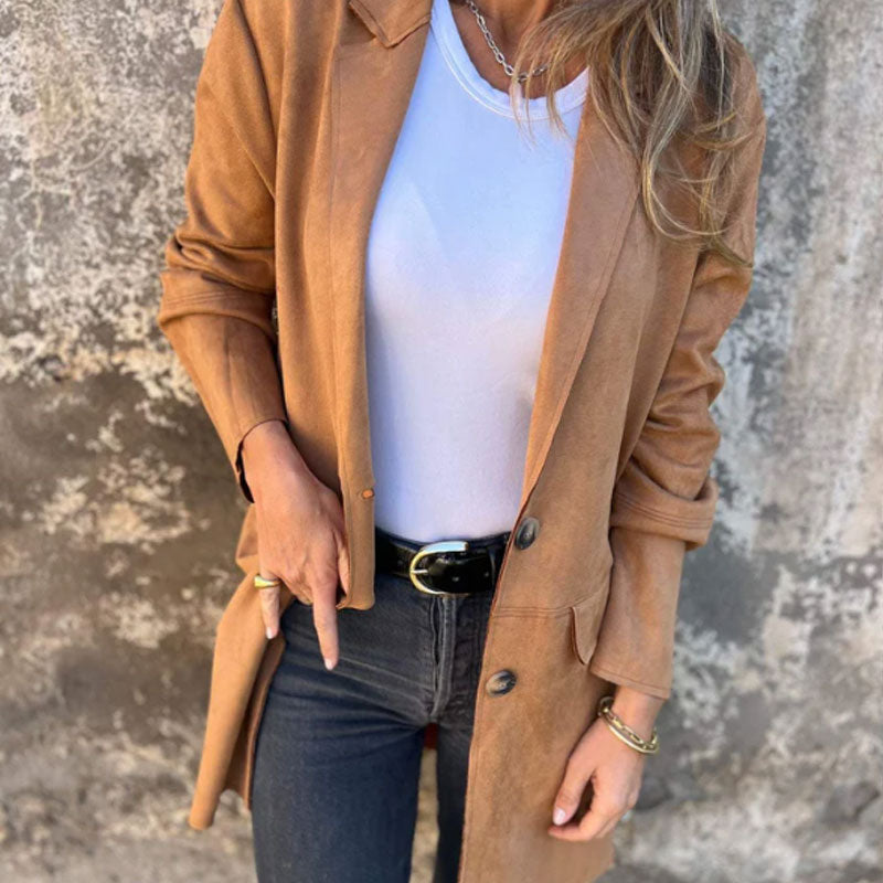 Suede-Style Blazer Jacket | Relaxed Fit | Effortless Elegance