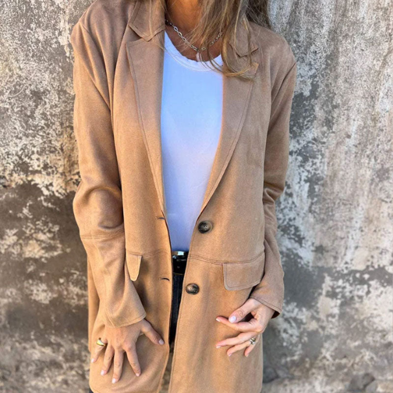Suede-Style Blazer Jacket | Relaxed Fit | Effortless Elegance