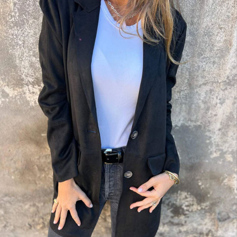 Suede-Style Blazer Jacket | Relaxed Fit | Effortless Elegance