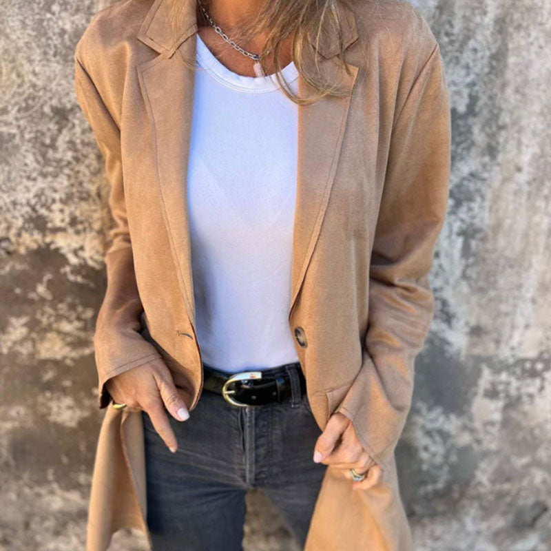 Suede-Style Blazer Jacket | Relaxed Fit | Effortless Elegance