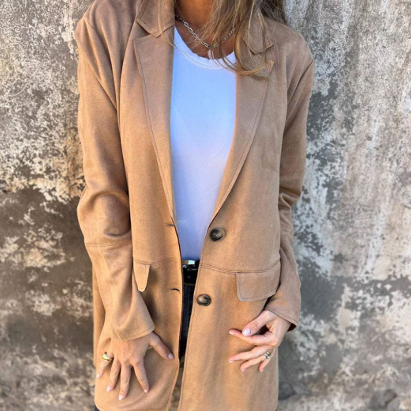 Suede-Style Blazer Jacket | Relaxed Fit | Effortless Elegance