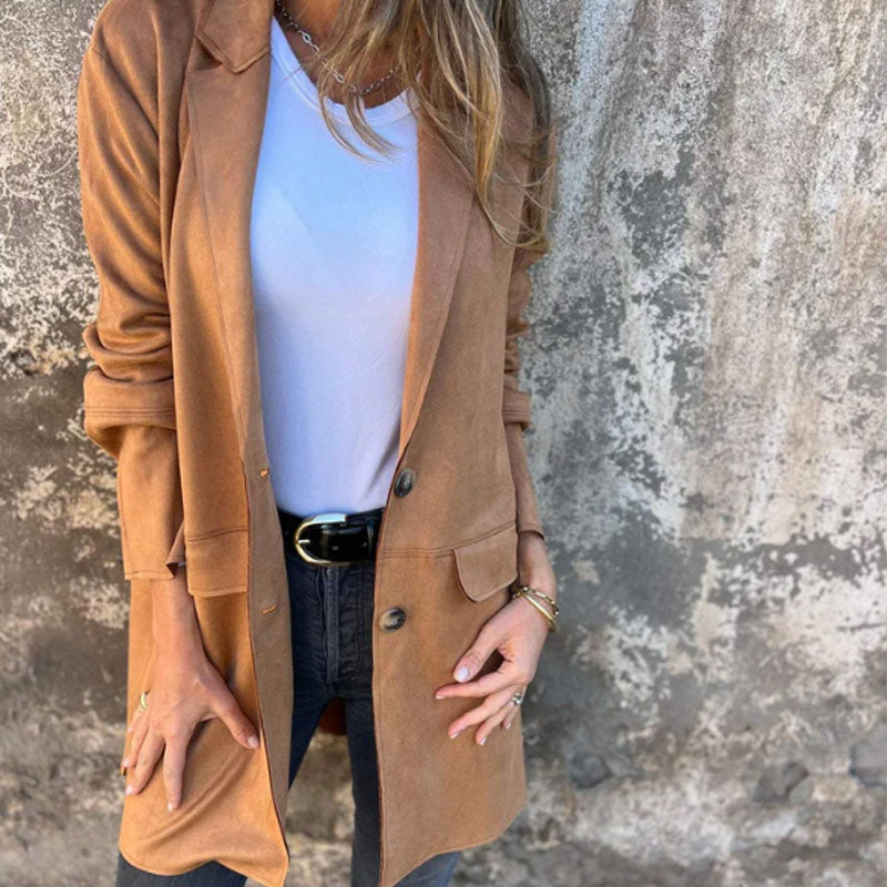 Suede-Style Blazer Jacket | Relaxed Fit | Effortless Elegance