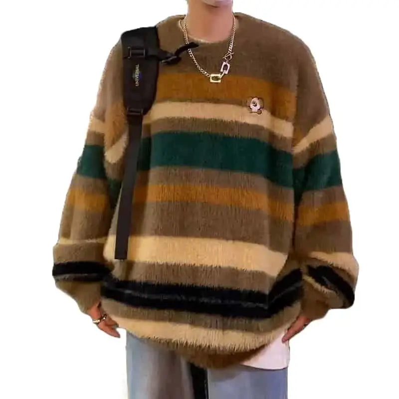 Striped Knit Sweater | Earthy Tones | Relaxed Fit