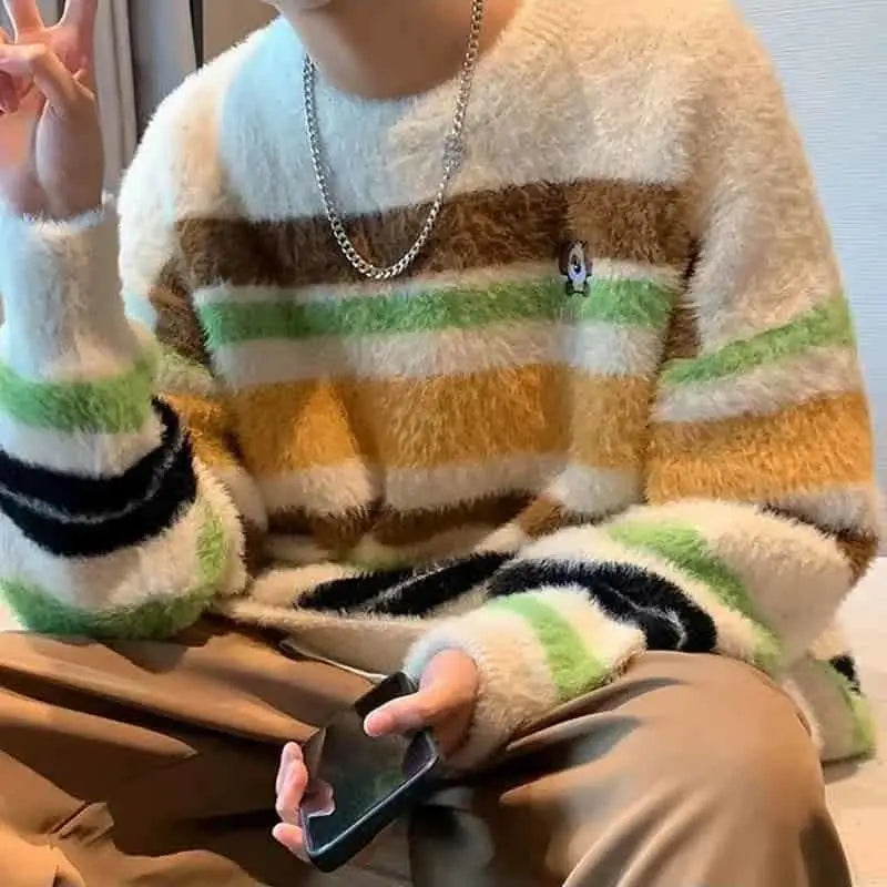 Striped Knit Sweater | Earthy Tones | Relaxed Fit