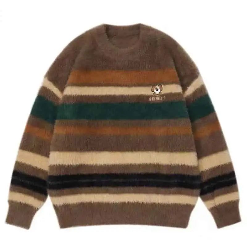 Striped Knit Sweater | Earthy Tones | Relaxed Fit