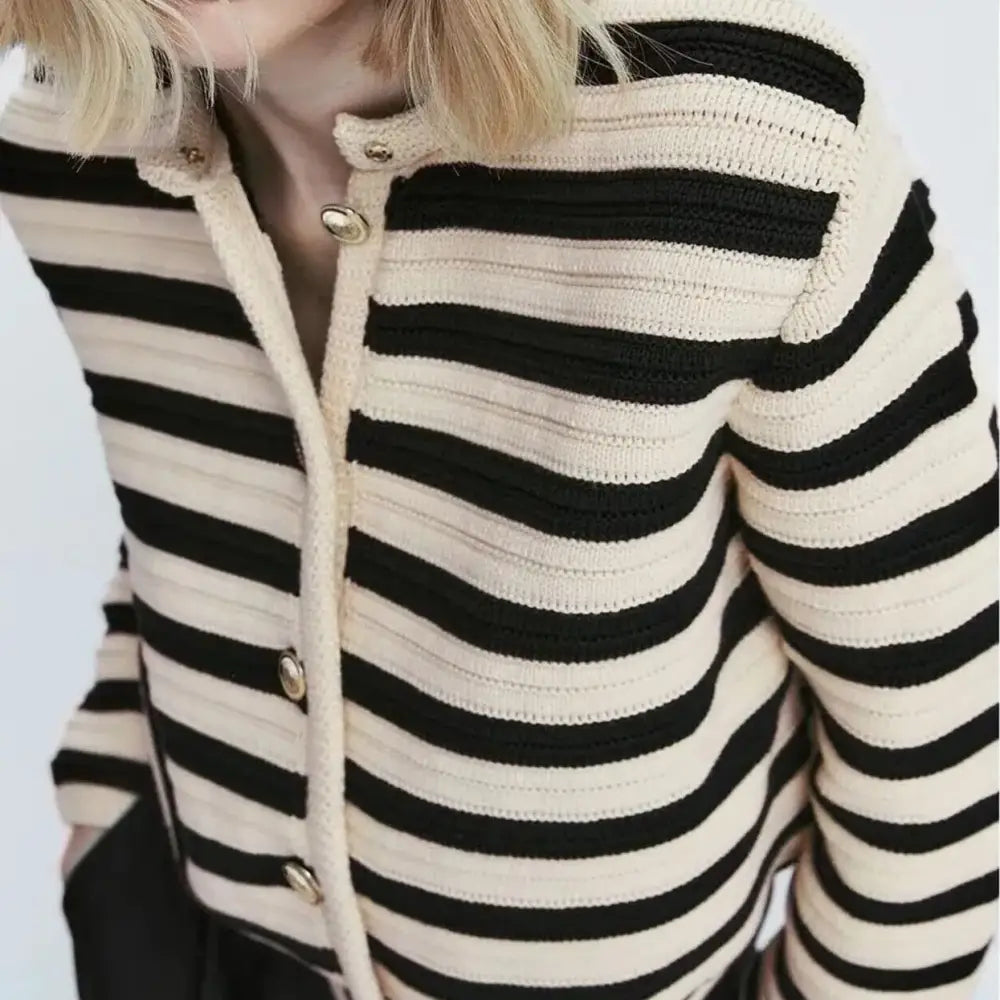 Striped Knit Cardigan | Cropped Design | Timeless and Stylish