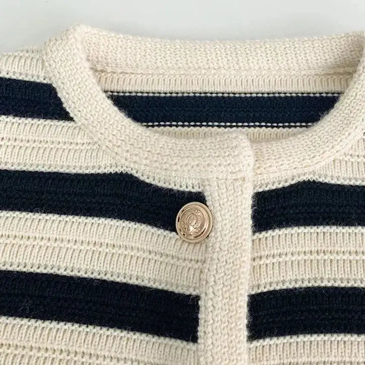 Striped Knit Cardigan | Cropped Design | Timeless and Stylish