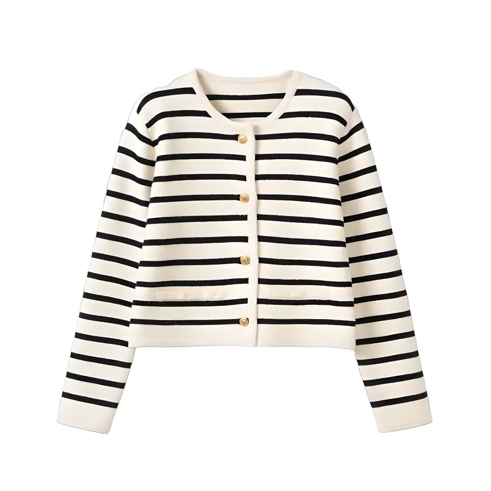 Striped Knit Cardigan | Cropped Design | Timeless and Stylish
