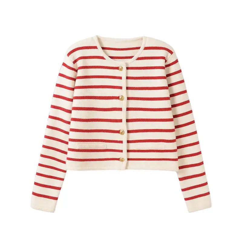 Striped Knit Cardigan | Cropped Design | Timeless and Stylish