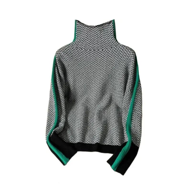 Asymmetrical Colorblock Turtleneck Sweater | Modern Fit | Cozy Knit