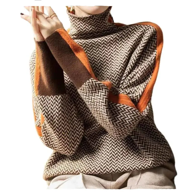 Asymmetrical Colorblock Turtleneck Sweater | Modern Fit | Cozy Knit