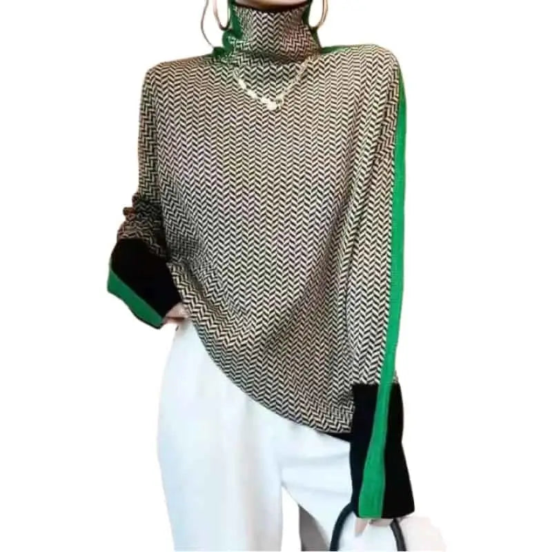Asymmetrical Colorblock Turtleneck Sweater | Modern Fit | Cozy Knit