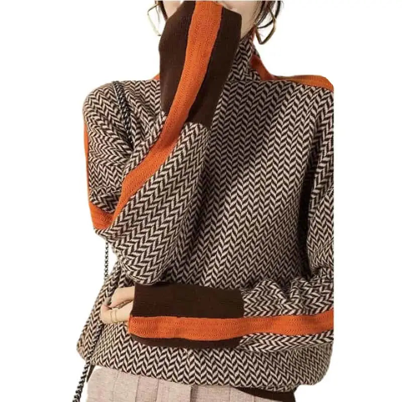 Asymmetrical Colorblock Turtleneck Sweater | Modern Fit | Cozy Knit