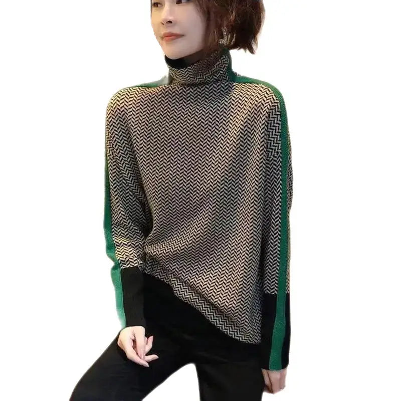 Asymmetrical Colorblock Turtleneck Sweater | Modern Fit | Cozy Knit