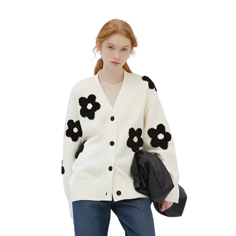 Floral Knit Cardigan | Relaxed Fit | Playful and Cozy