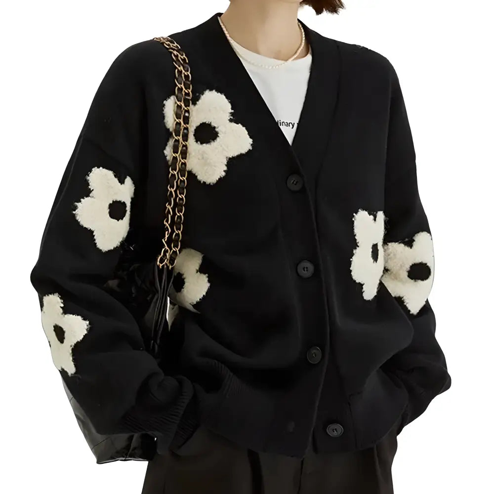 Floral Knit Cardigan | Relaxed Fit | Playful and Cozy