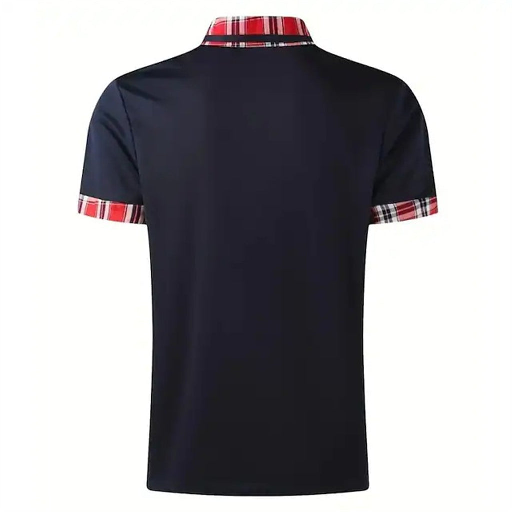 Plaid-Accent Polo Shirt | Soft Cotton Blend | Modern and Stylish Casual Wear