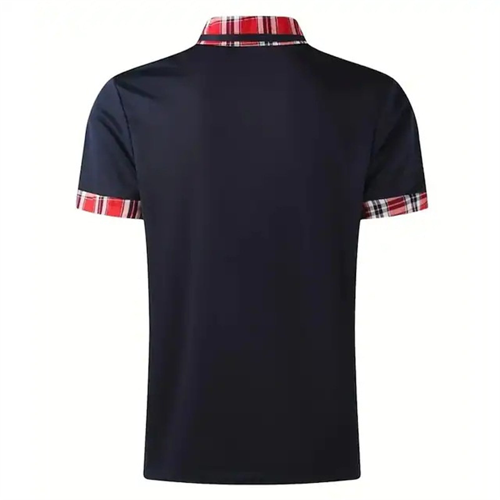 Plaid-Accent Polo Shirt | Soft Cotton Blend | Modern and Stylish Casual Wear
