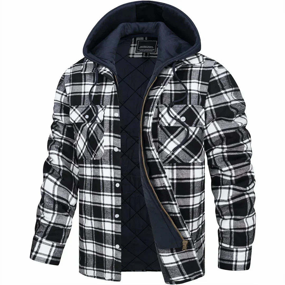 Hooded Plaid Fleece-Lined Shacket | Cotton & Polyester | Warm and Durable
