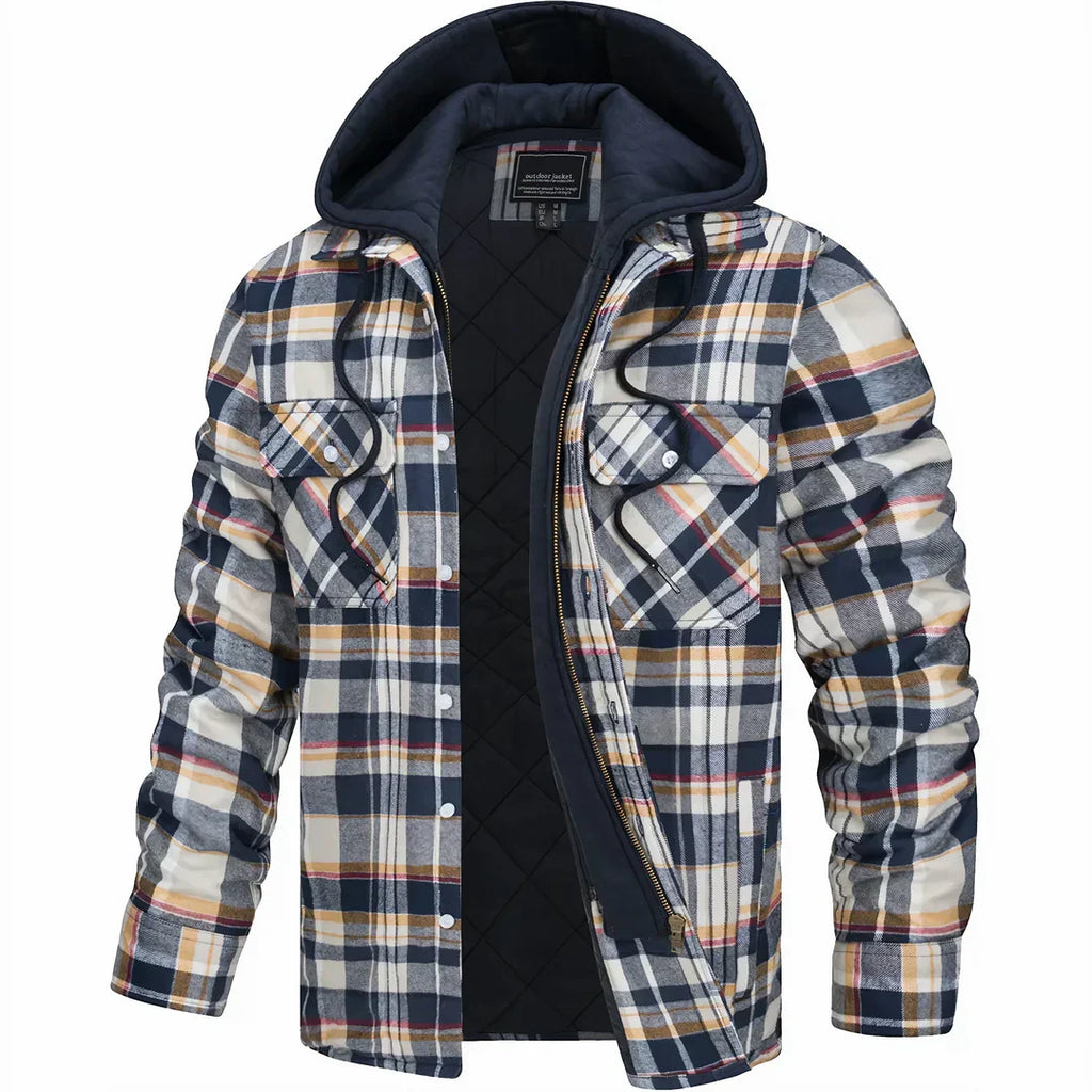 Hooded Plaid Fleece-Lined Shacket | Cotton & Polyester | Warm and Durable