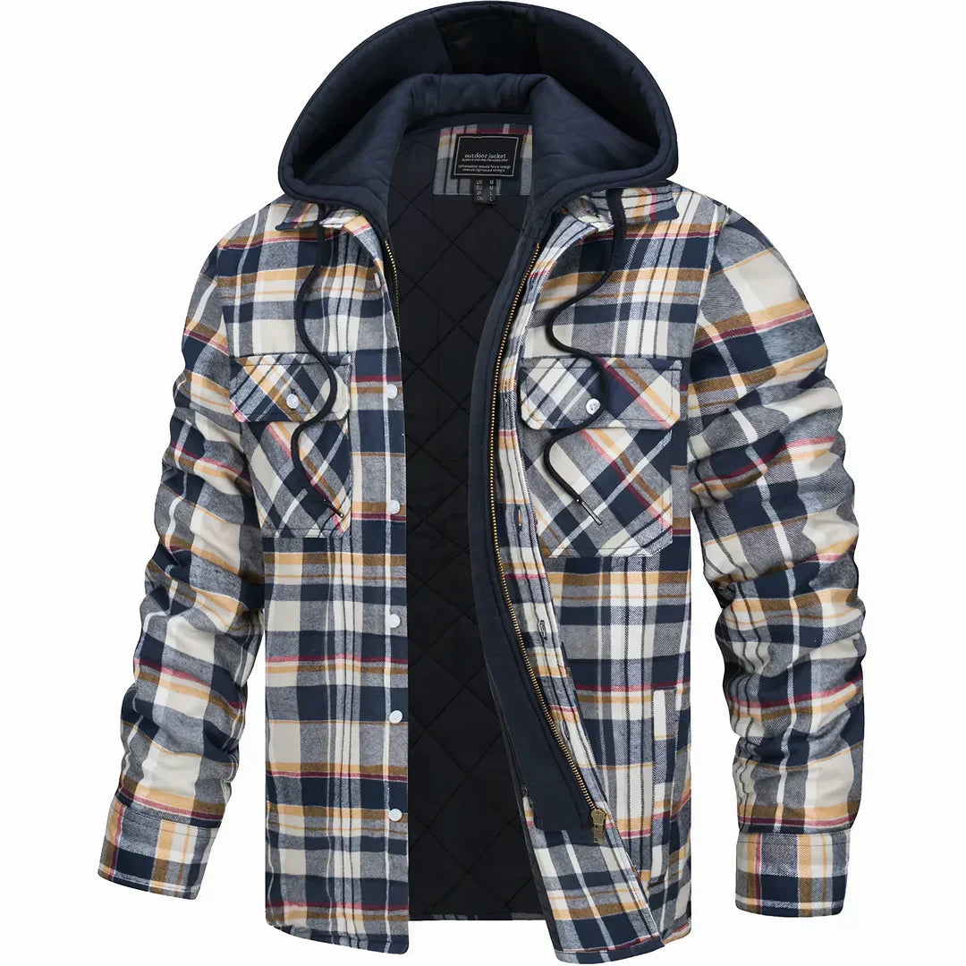 Hooded Plaid Fleece-Lined Shacket | Cotton & Polyester | Warm and Durable