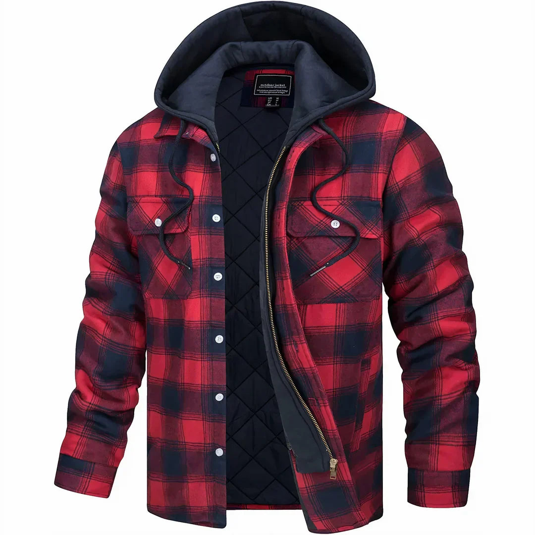 Hooded Plaid Fleece-Lined Shacket | Cotton & Polyester | Warm and Durable