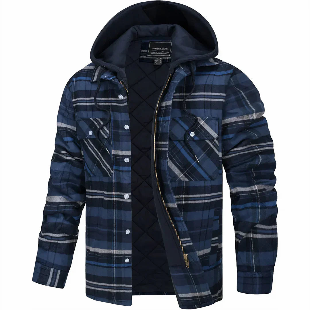 Hooded Plaid Fleece-Lined Shacket | Cotton & Polyester | Warm and Durable
