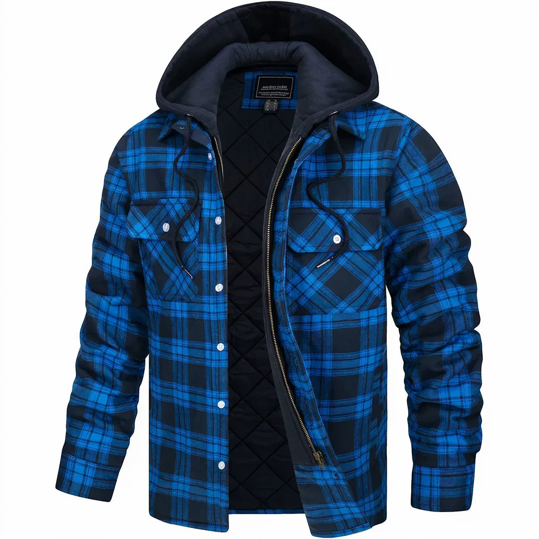 Hooded Plaid Fleece-Lined Shacket | Cotton & Polyester | Warm and Durable