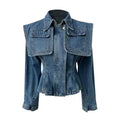 Structured Denim Jacket | Oversized Collar | Tailored Fit