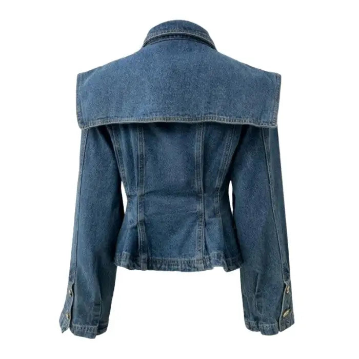 Structured Denim Jacket | Oversized Collar | Tailored Fit