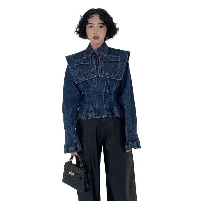 Structured Denim Jacket | Oversized Collar | Tailored Fit