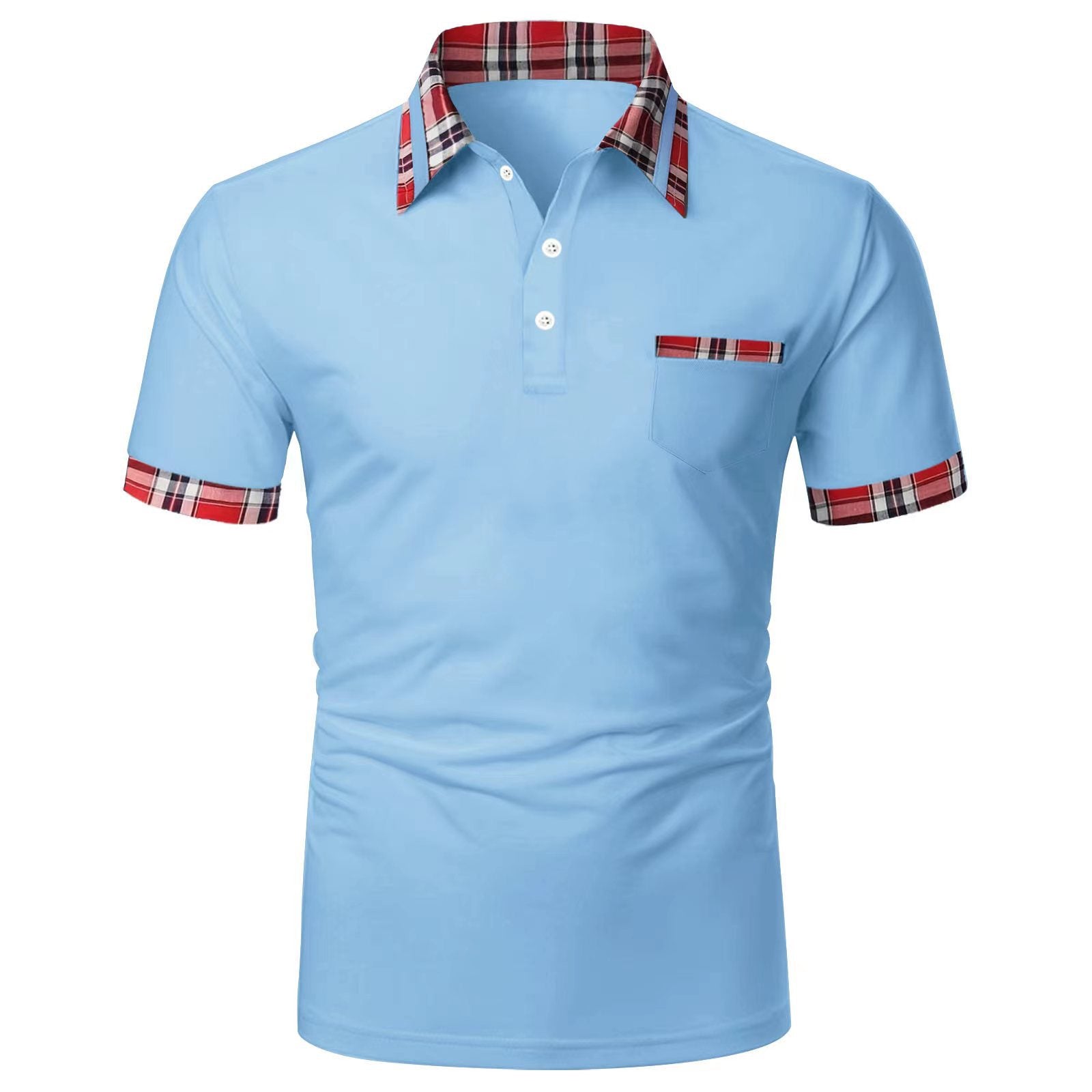 Plaid-Accent Polo Shirt | Soft Cotton Blend | Modern and Stylish Casual Wear