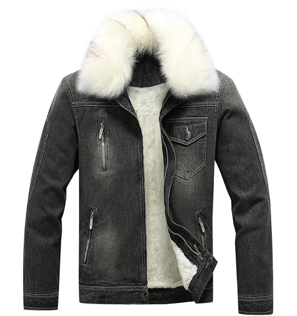 Men's Denim Jacket with Faux Fur Lining | Warm and Stylish, Vintage Look | Winter Casual Wear