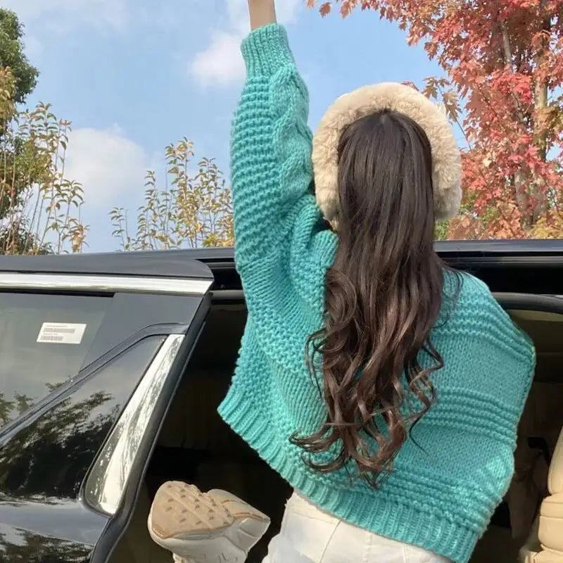 Chunky Knit Strawberry Cardigan | Oversized Fit | Playful Design