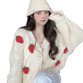 Chunky Knit Strawberry Cardigan | Oversized Fit | Playful Design