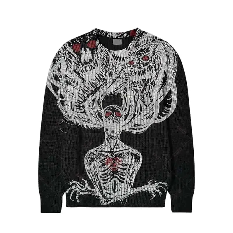 Graphic Sweater | Skeletal Design | Gothic & Bold