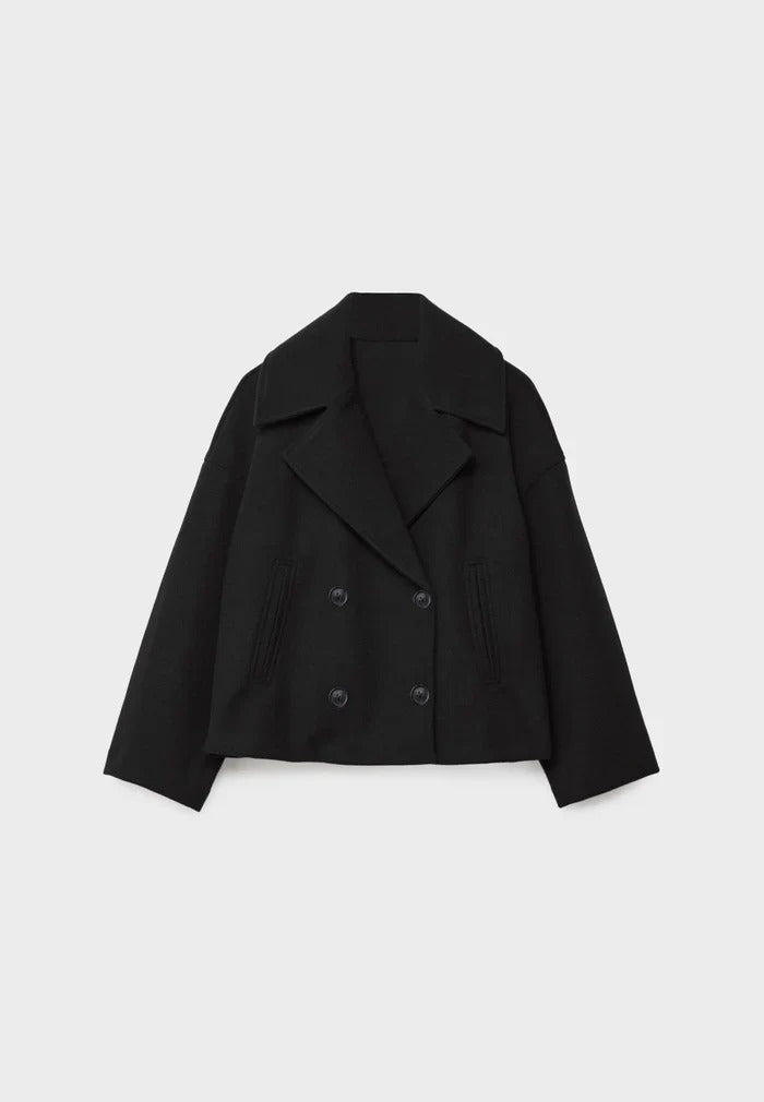 Cropped Double-Breasted Jacket | Wool-Blend | Classic Elegance